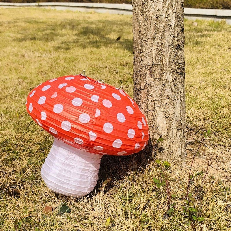 Lotus Mann 3Pcs Large Mushroom Paper Lanterns for Jungle Wonderland Themed Birthday Party Decor 3D Mushroom Ornament for Baby Shower Wedding - Image 3